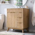 T4TREAM 36" Fluted Bathroom Vanity with Ceramic Sink Combo, Natural Oak
