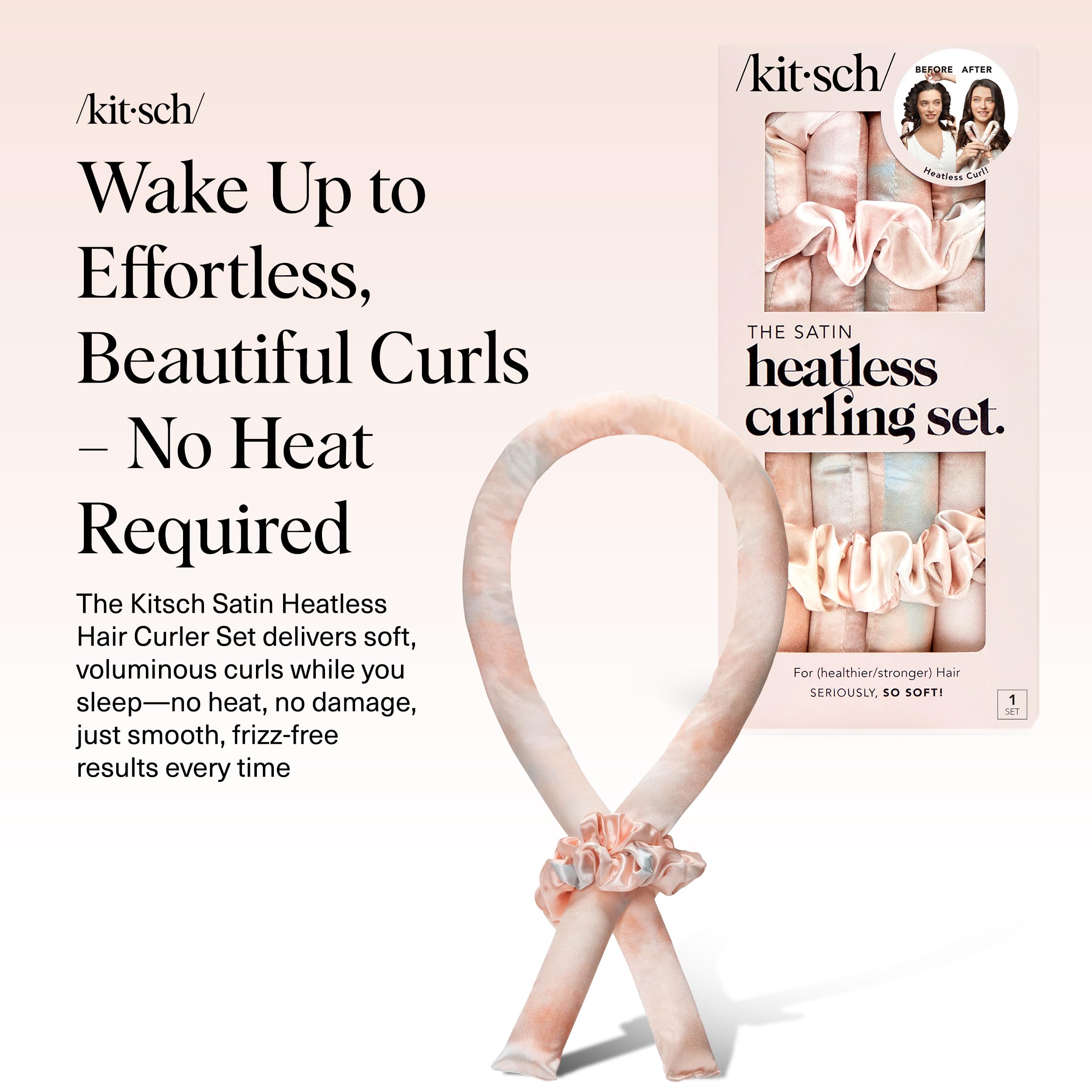 Kitsch Satin Heatless Curls Overnight Set - Sunset Tie Dye