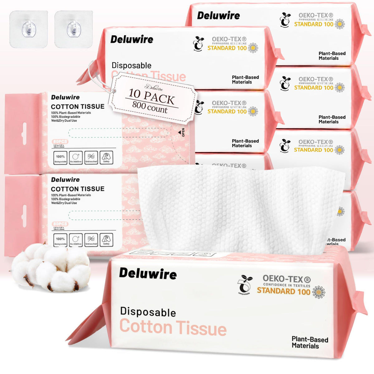 800 Count Soft Dry Wipe Dot Texture, 10 Pack