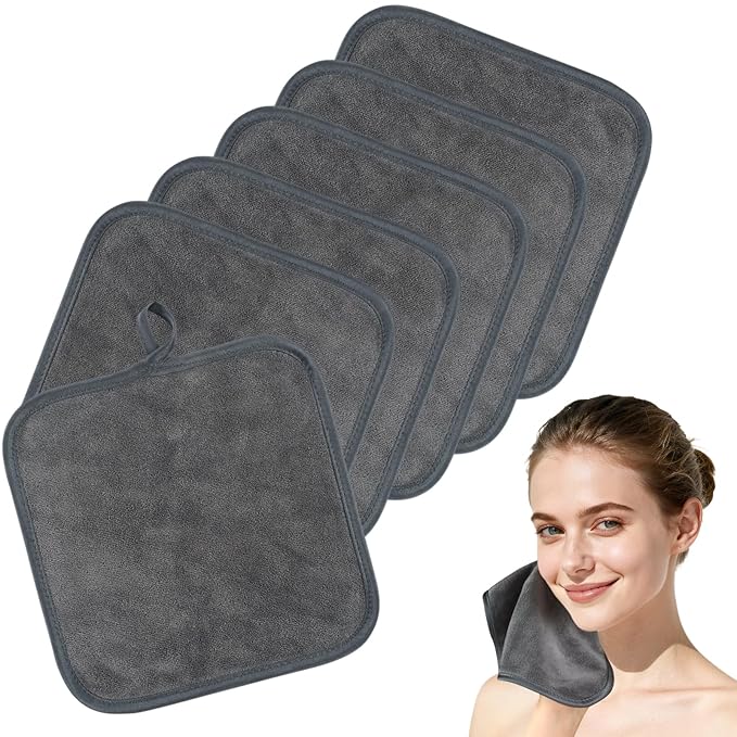 SINLAND Microfiber Facial Cloths Fast Drying Washcloth 8inch x 8inch Absorbent Face Wash Cloth Soft Makeup Remover Cloths