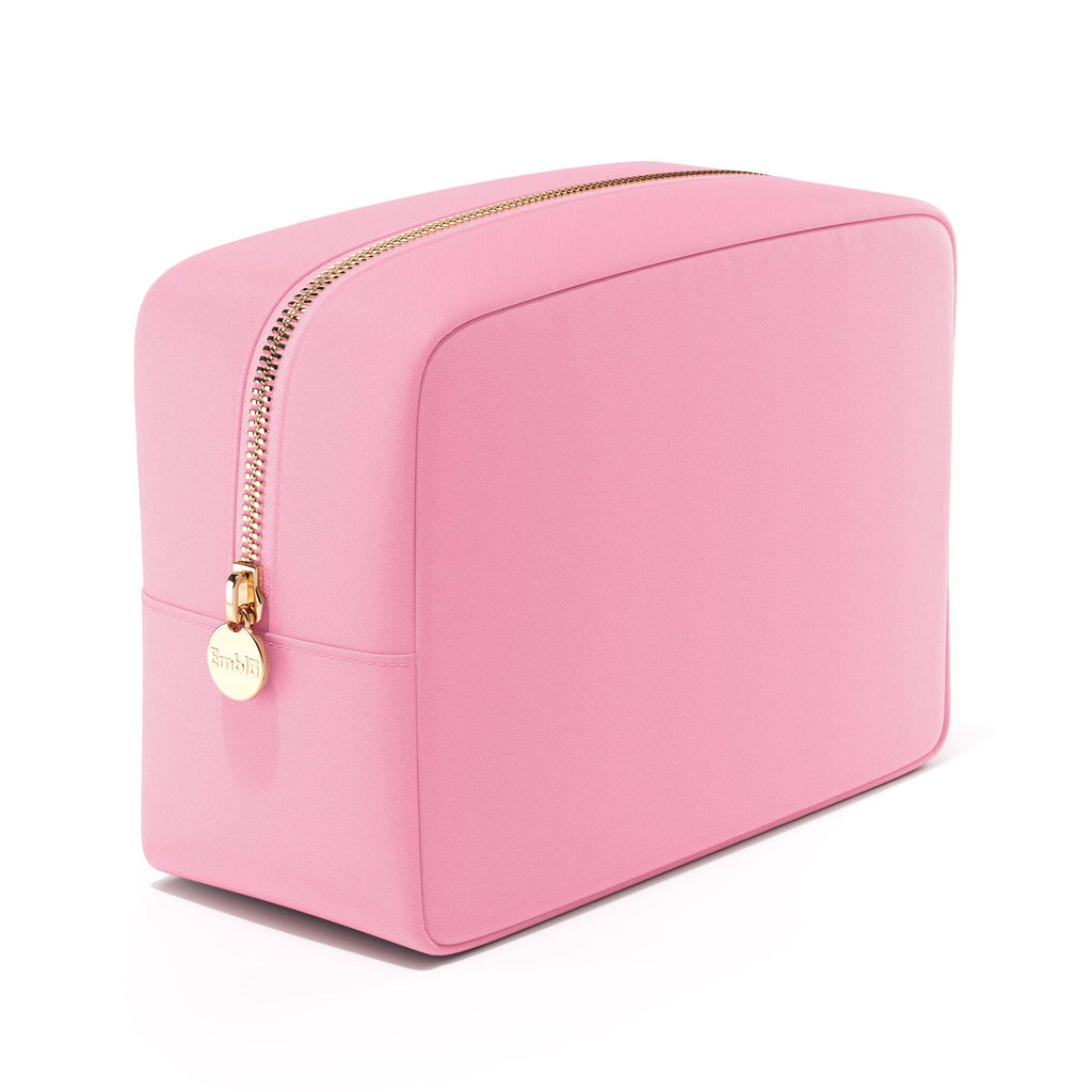 Embla Large Makeup Bag and Waterproof Nylon Travel Toiletry Bag, Large Capacity Cosmetic Zipper Pouch, Light Pink