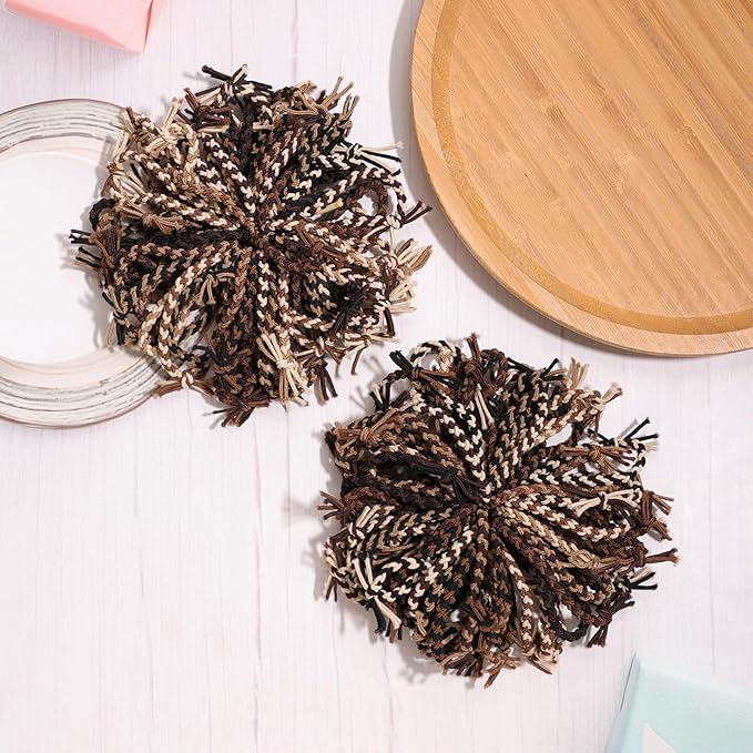 Pack of 100 Braided Elastic Hair Ties Hair Ropes Rubber Bands Ponytail Holder Thick Thin Hair Scrunchies Accessories for Women Girls