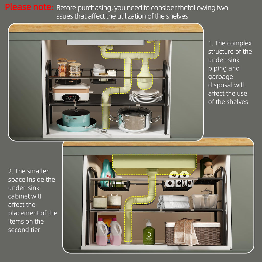 Under Sink Organizers and Storage,Expandable under cabinet organizer Shelf