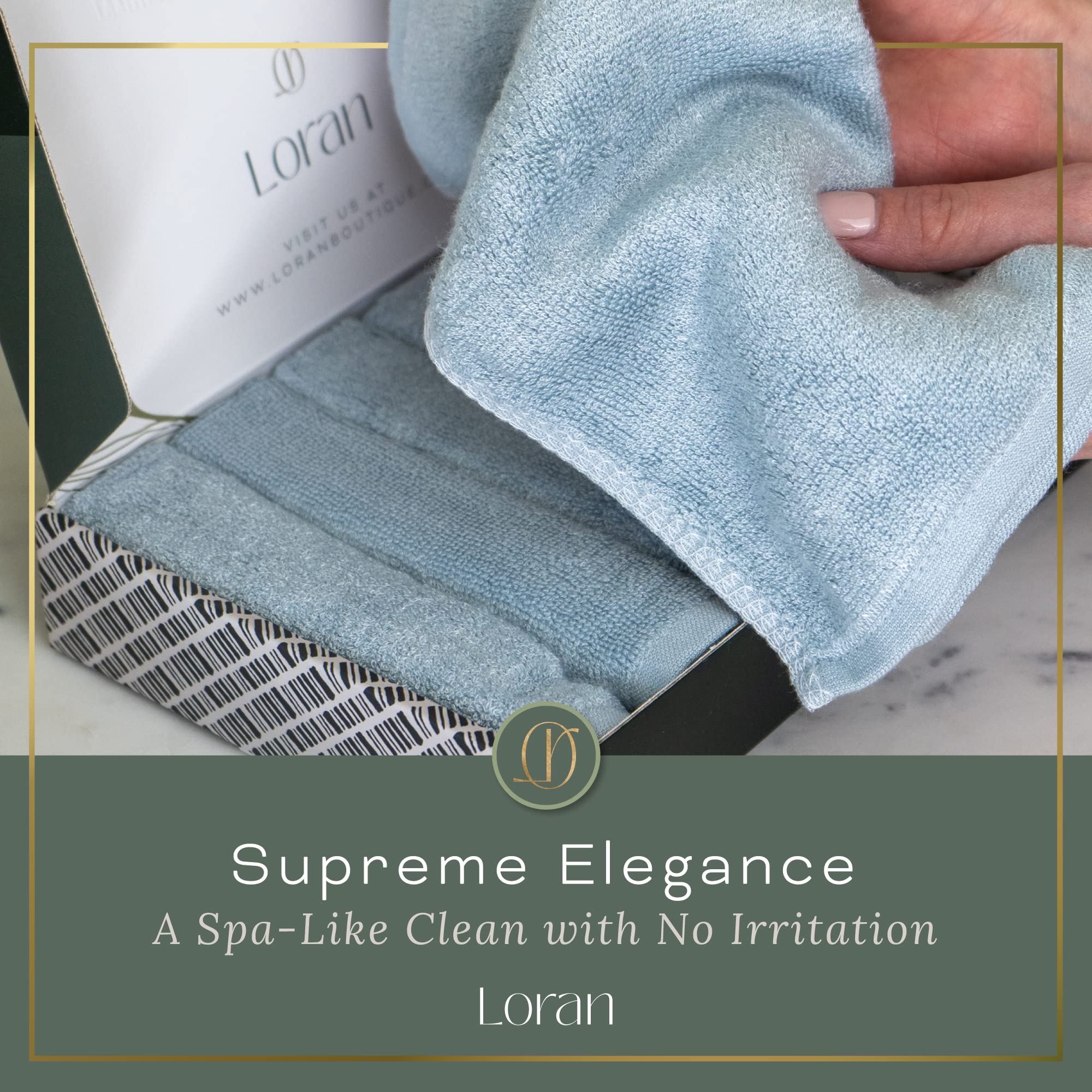 Loran Sky Blue Washcloths Set of 6 Soft Facial Cloths 10” x 10” 100% Viscose Derived from Bamboo Spa-Like Feel Silky Face Cloth for Skin Cleansing