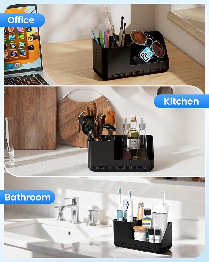 Homtalker Toothbrush Holders for Bathroom Counter - Detachable Bathroom Organizer and Storage Electric Toothbrush and Toothpaste Holder, Bathroom Decor Accessories for Countertop, Shower, Sink