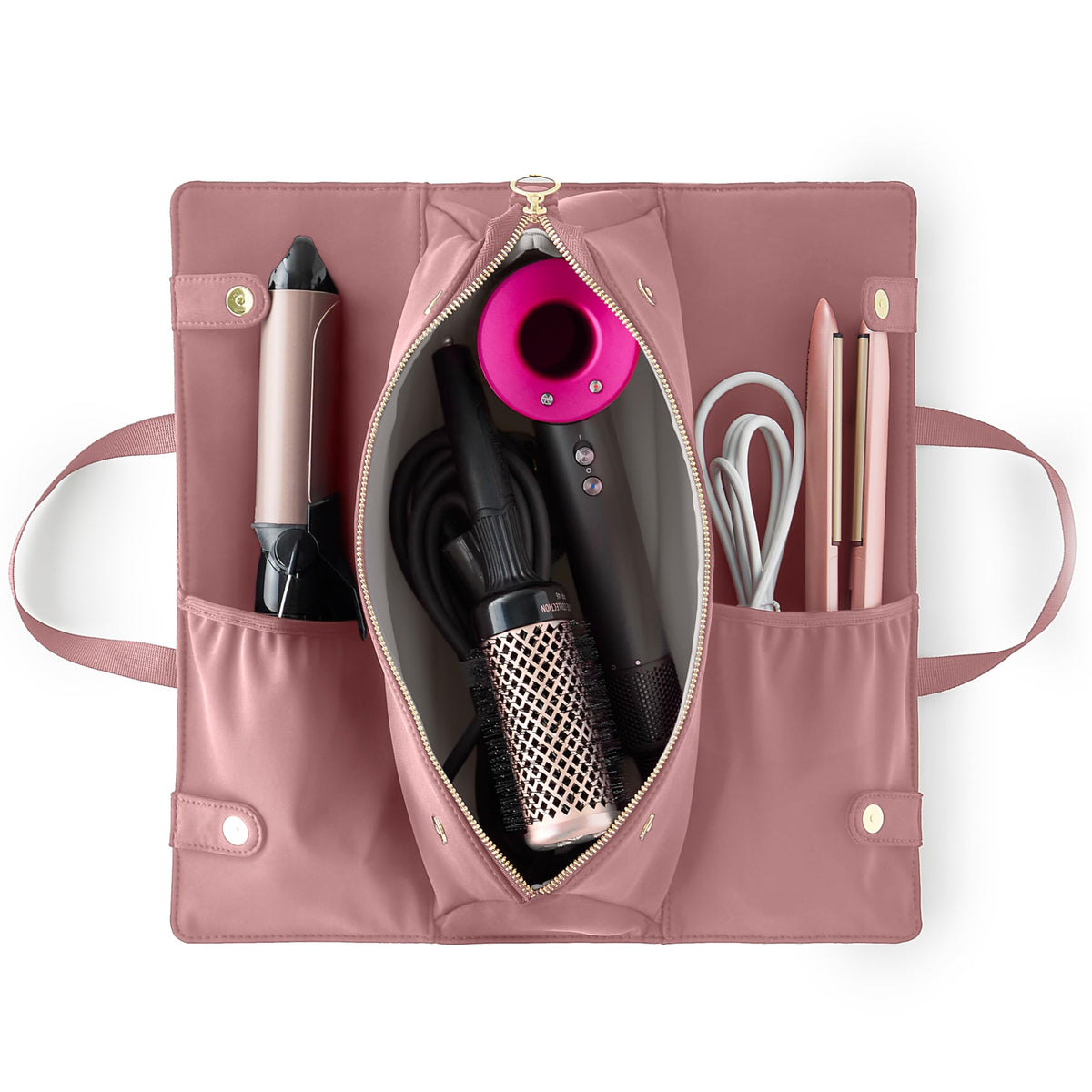 KUSSHI Hair Tools Bag - Oprah’s Favorite Things Winner - Neoprene Hair Tools Travel Bag & Hair Accessories Organizer Case (Mauve)