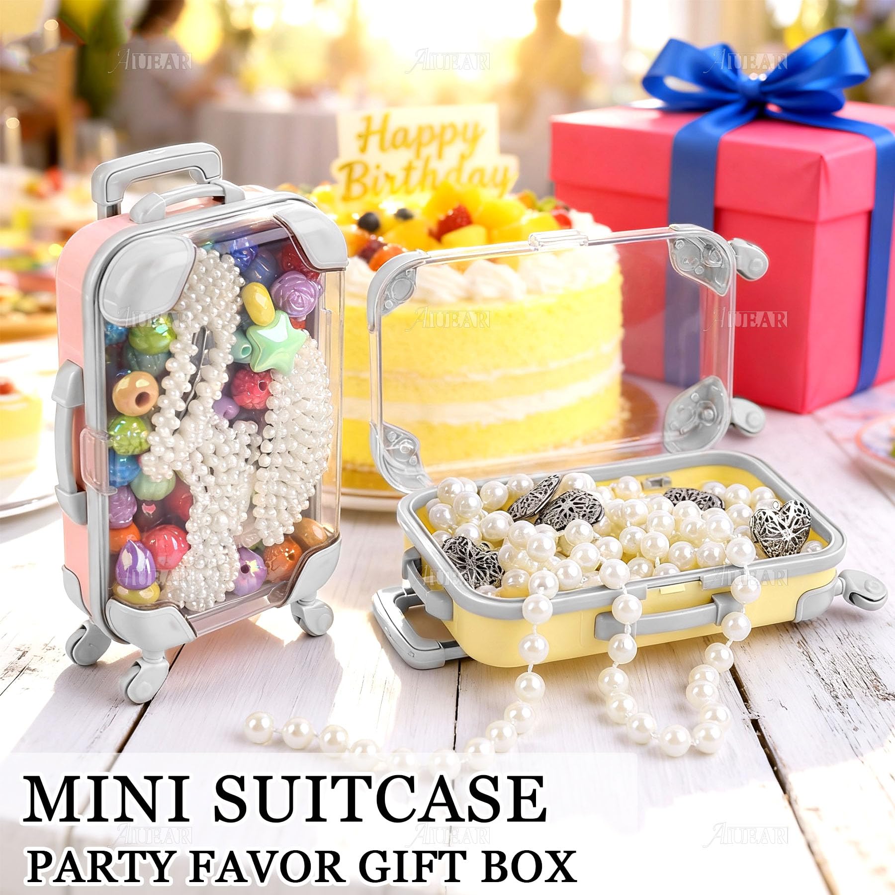 AUEAR 2 Pack Mini Empty Luggage Storage Box Clear Suitcase Packaging Case