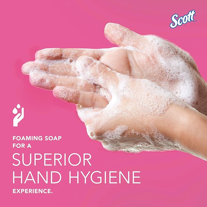 Scott Professional Foam Hand Soap with Moisturizers (11280), 1.5 L, Foaming, Pink, Floral Scent, Under-Counter Refills for Kimberly-Clark Professional Top Mounted Dispensers (2 Bottles)