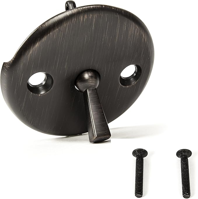 PermaFLOW PF WaterWorks PF0960-ORBBath Tub/Bathtub Drain Trip Lever Overflow Face Plate with Matching Screw for Waste and OverflowOil Rubbed Bronze