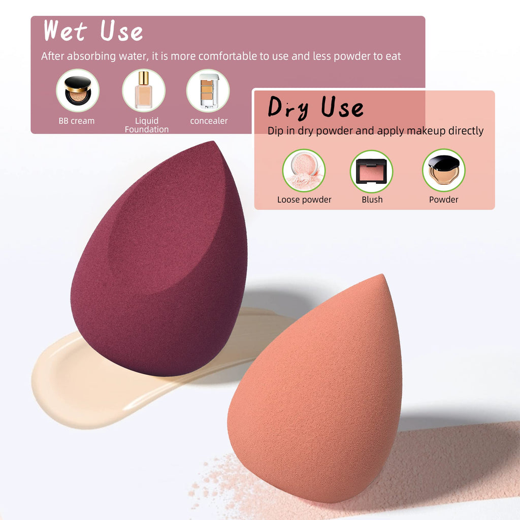 COSTICA Makeup Sponge, 4 Pcs Beauty Blender for Foundation Blending Sponge, Pink Makeup Blender with Storage Box, Flawless for Liquid Cream and Powder