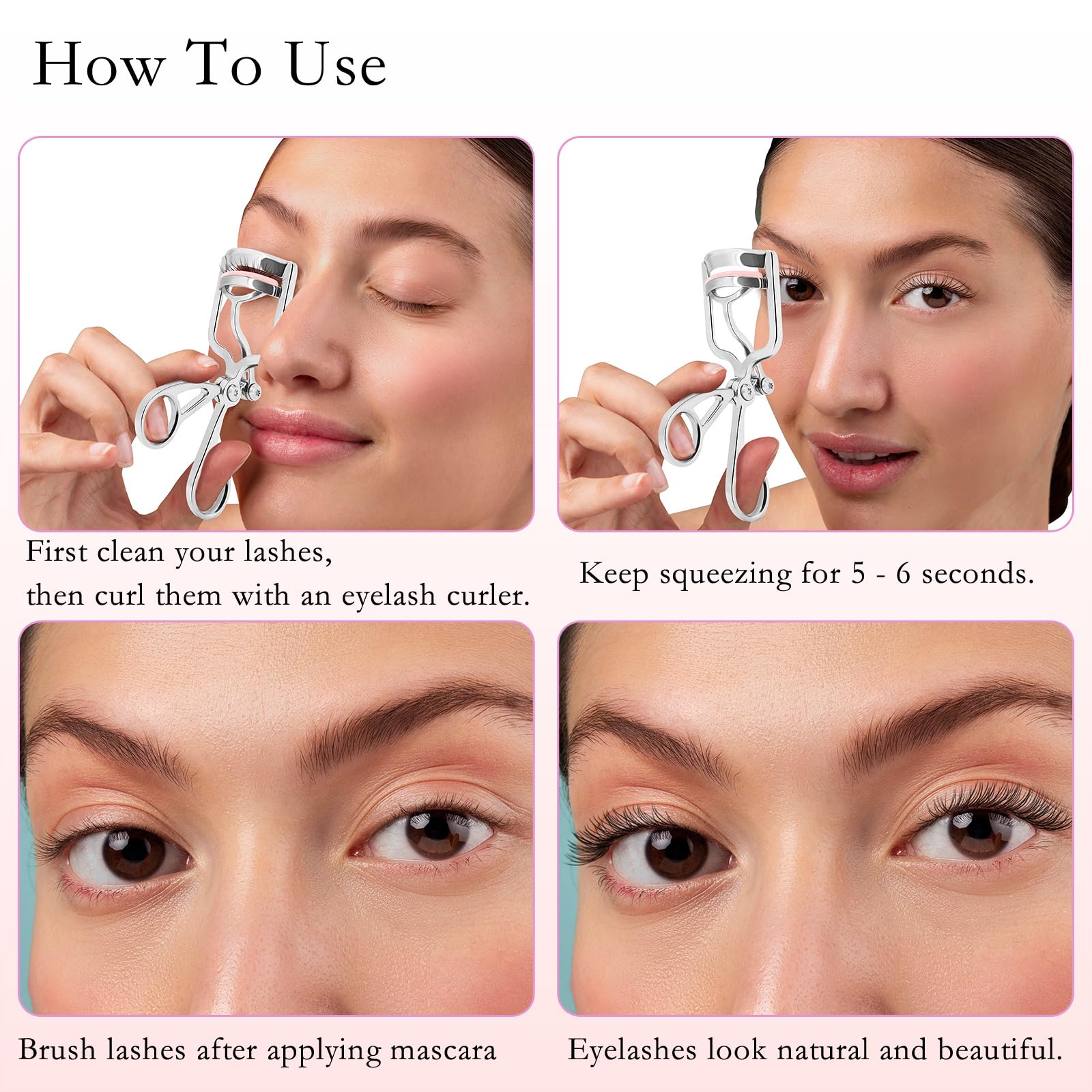 Luxurious Eyelash Curler, Professional Eyelash Curlers Long Lasting Lash Curl Eye Opening Voluminous Lashes Curler Heavy Duty, Zinc Alloy (Silver)