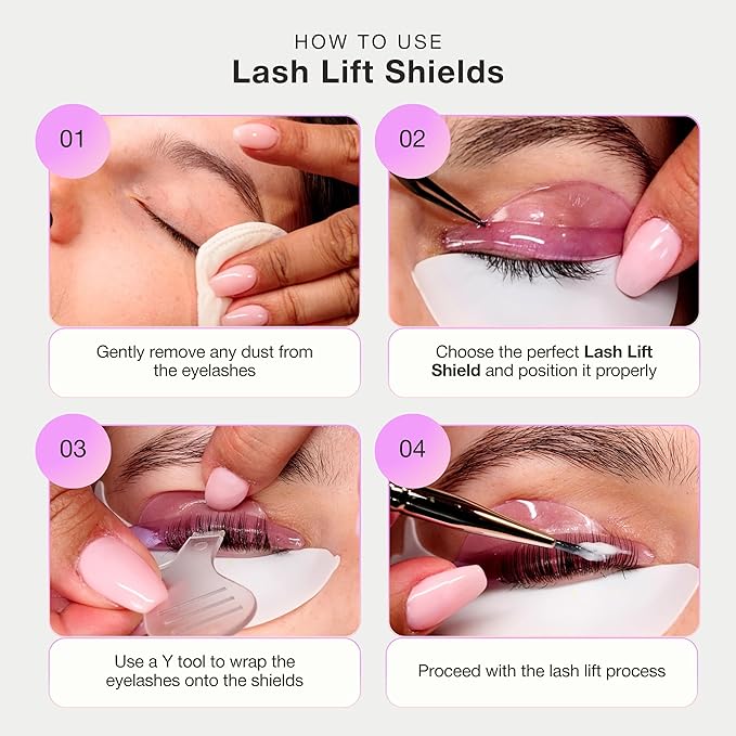 Curacoro Lash Lift Shields, 10 Pcs/5 Sizes Reusable Silicone Rods