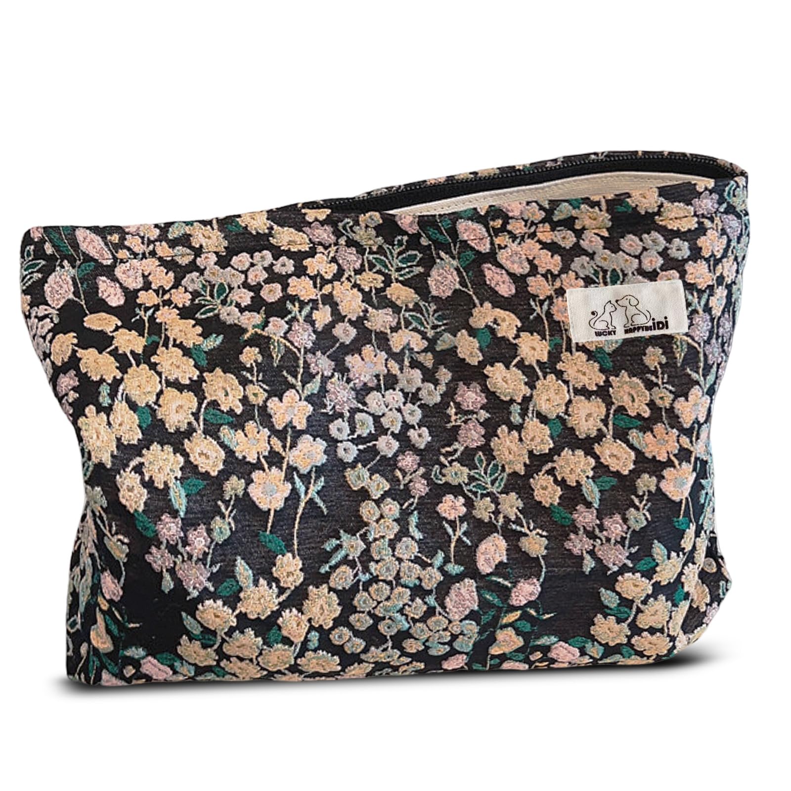 HAPPYHEIDI Large Makeup Bag Travel Cosmetic Pouch, Green Gingham