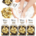 nbc BeautiLab Pedicure Kit Foot Soak Set: Bubble Salt, Sugar Scrub, Massage Mask, Massage Lotion in a Box, 4 Step Foot Spa Kit for Dry Feet,Tired Feet (1 Set Golden Petals)