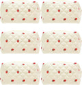 Small Quilted Makeup Bag,Zipper Cosmetic Pouch,Gauze Strawberry,6 Pack