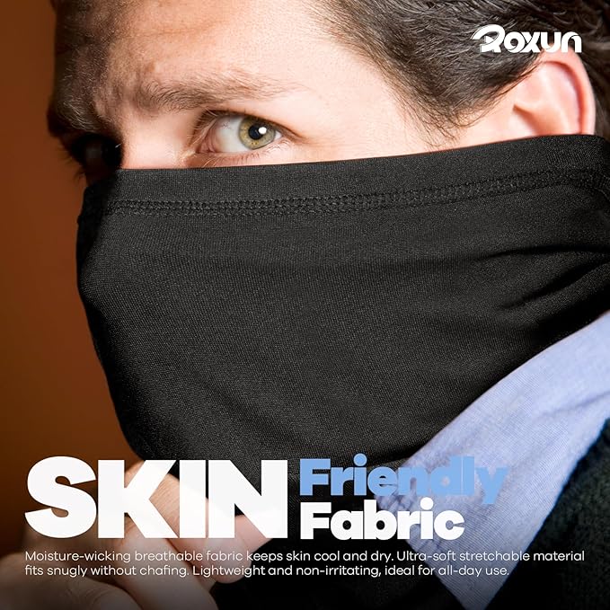 ROXUN Neck Gaiter, 4 Pack Summer Cooling Breathable Face Mask for Outdoors