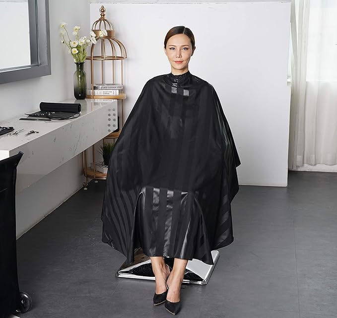 SMARTHAIR Professional Salon Cape, Polyester, Black, 54'x62', Barber Hair Cut Cape