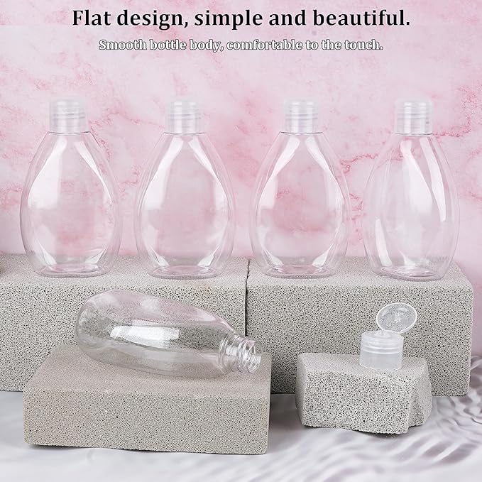 Wowang Travel Shampoo and Conditioner Bottles 6.9oz 5 Pack Leak Proof Plastic Squeeze Bottles with Flip Cap Refillable Toiletry Bottle Empty Containers for Shampoo Conditioner Body Wash(Clear)