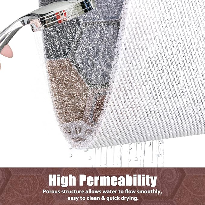 Shower Mat Bathtub Mat Non-Slip, 32x32 Inch, Soft Comfort Bath Mat with Drainage Holes, PVC Loofah Massage Bathmat for Shower, Tub, Bathroom, Wet Areas, Quick Drying