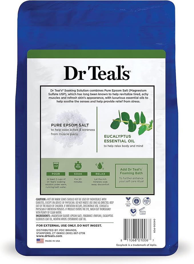 Dr Teal's Epsom Salt Magnesium Soak, Lavender & Eucalyptus Duo Bundle, 3 lbs (Pack of 2)