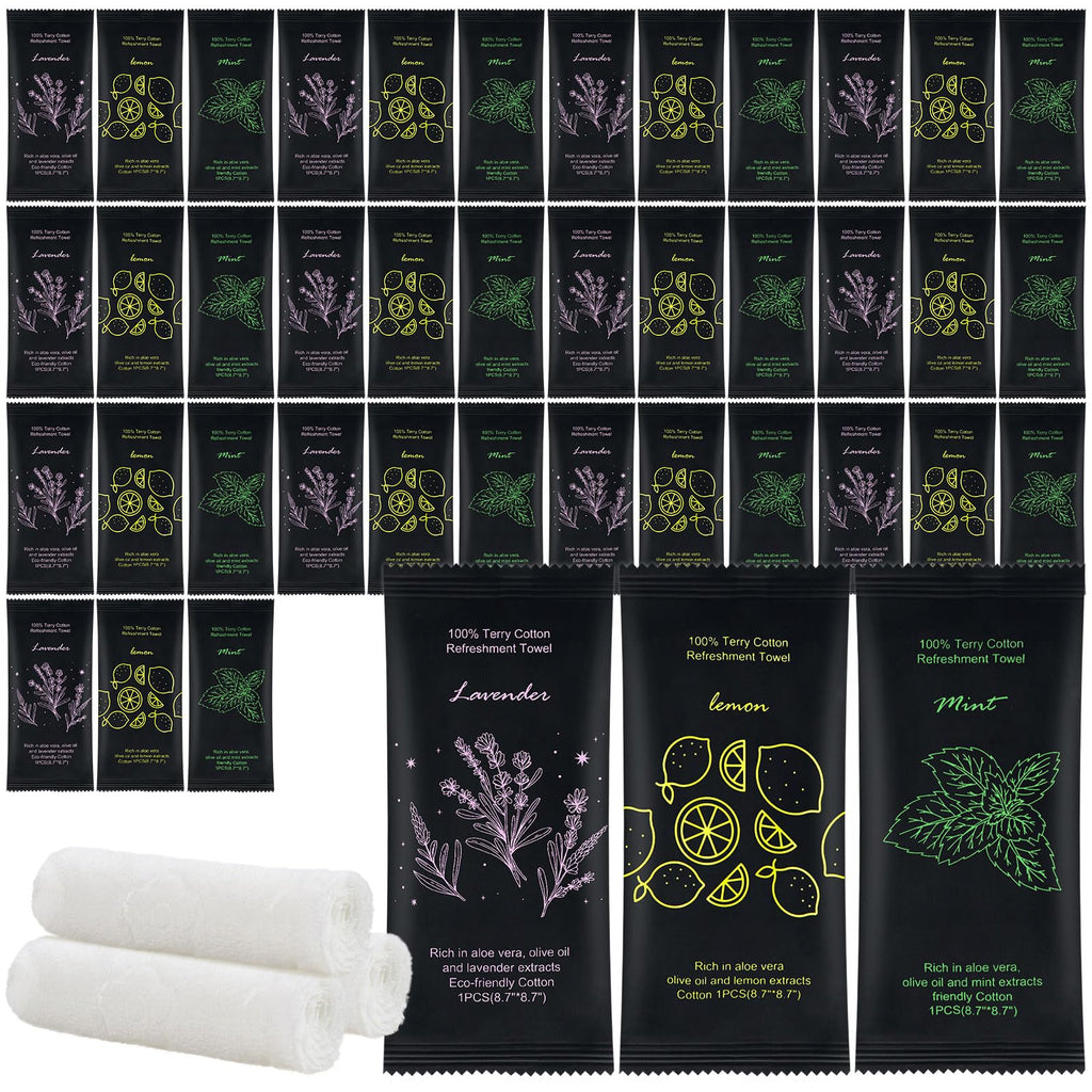 twoworld 30 Moist Cotton Towel Bulk Moist Towelettes Individually Wrapped