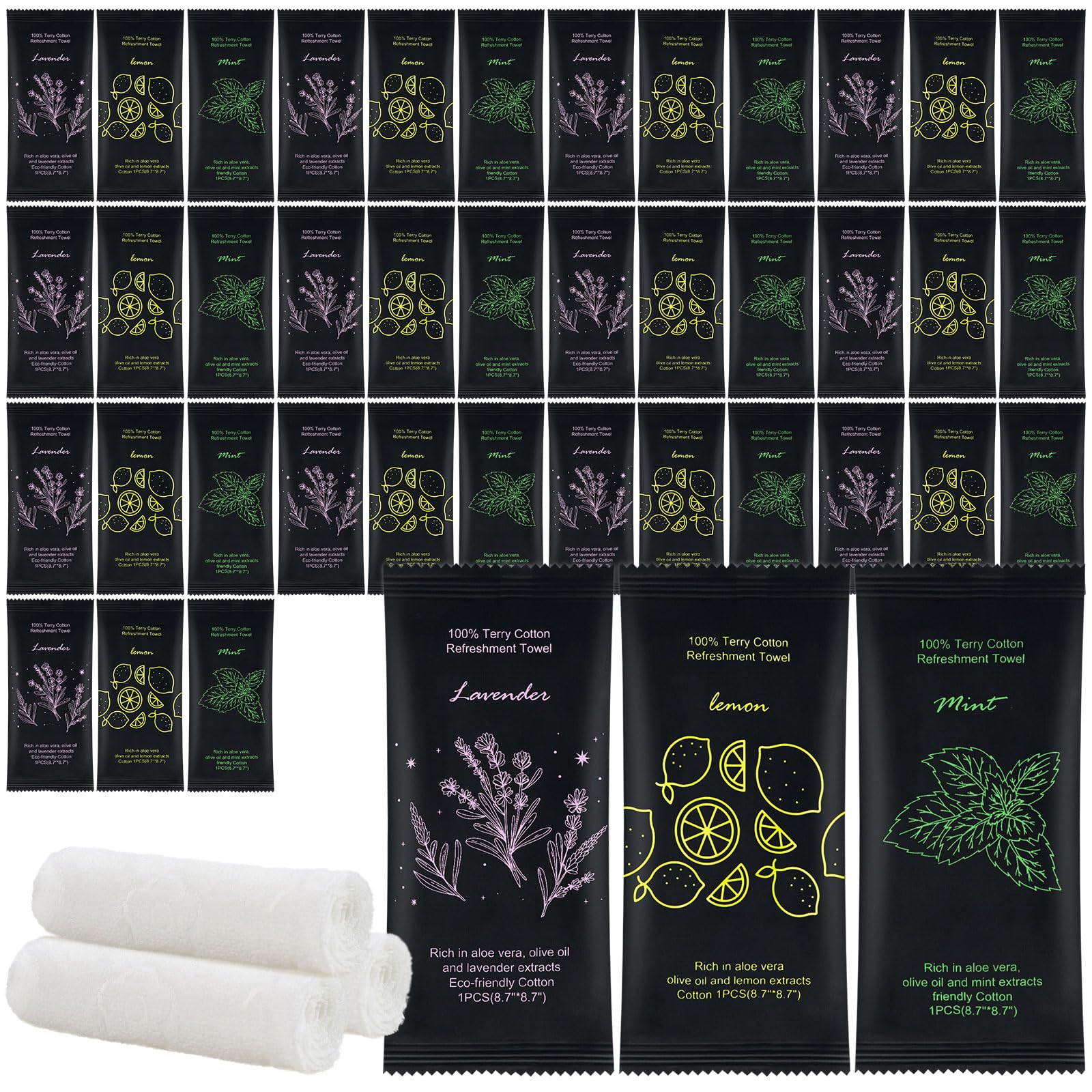twoworld 60 Moist Cotton Towel Bulk Moist Towelettes Individually Wrapped