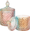 2 Pack Qtip Holder Apothecary Jars with Lid, Small and Large Rainbow