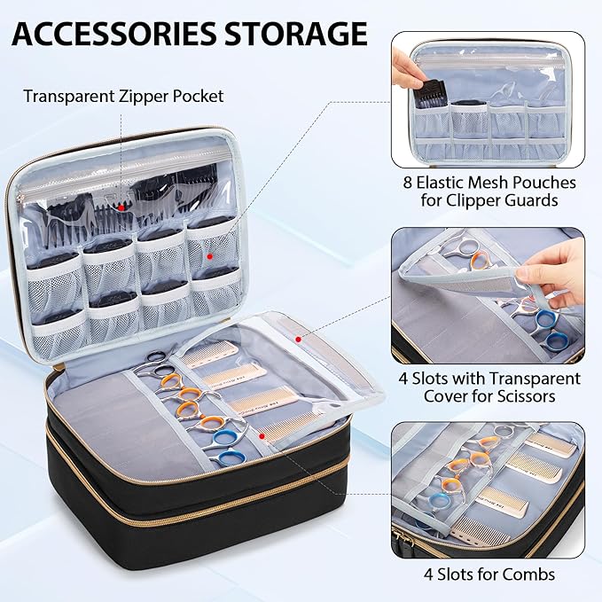 CURMIO Double Layer Hair Clipper Travel Case for Most Standard Hair Trimmer