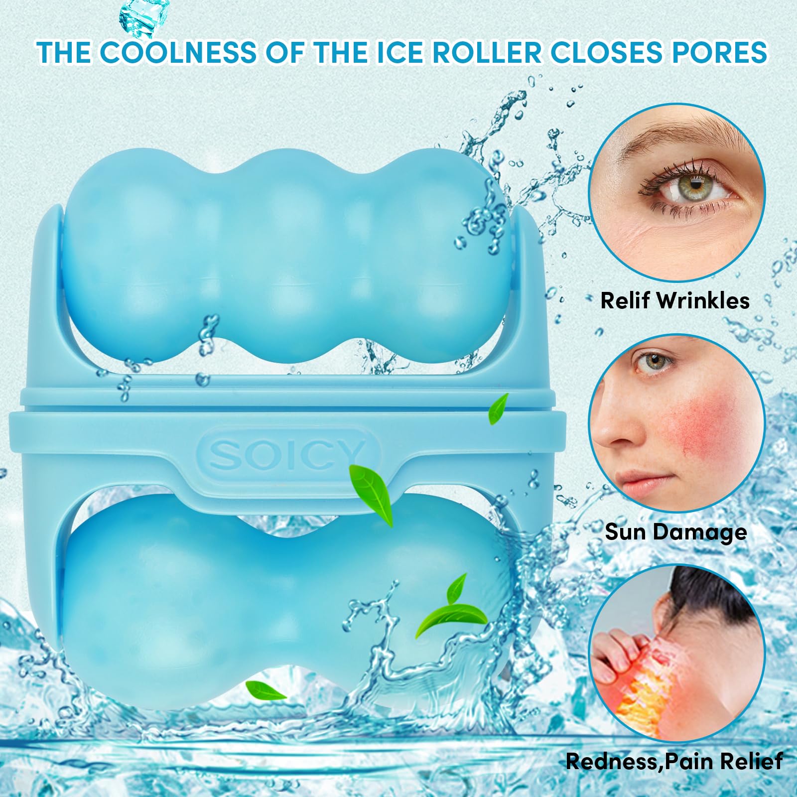 Fronnor Ice Roller for Face,Eyes,Cooling to Tighten Brighten Complexion,Soothing Skin Care Tool,Massager Under Eye Puffiness,Gift for Women