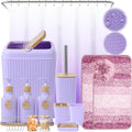 32PCS Bathroom Set Bathroom Accessories with Shower Curtain and Bath Towel,Trash Can,Bathroom Decor,Toilet Brush,Trash Can & 3PCS Soap Dispenser