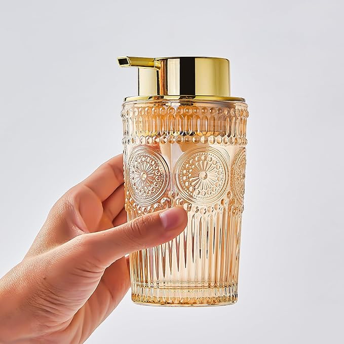 LEICURACE Foaming Hand Soap Dispenser,Glass Foam Soap Dispenser,Refillable Liquid Soap Dispenser,Lotion Dispenser(A4-2-US)