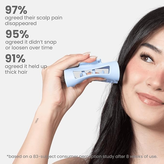 Mello Medium Hair Clip - Flexible Comfort Hair Claw for Women, Strong Hold for Thick & Thin Hair Styling, Durable Material, Matte Non-Slip Finish, Made in Korea, Patent Pending (Light Blue, Medium)