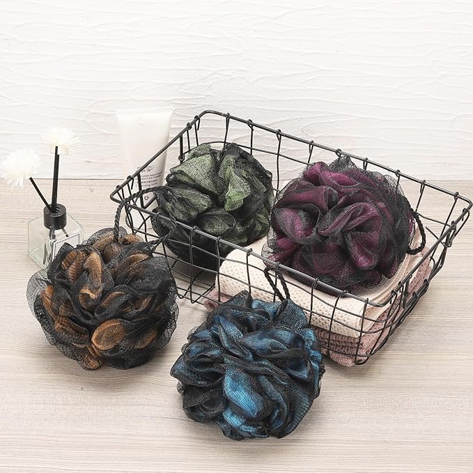 Loofah Sponge 60g/Piece, Bath Sponge Pouf Shower Loofah Body Scrubber Exfoliator Pack of 4