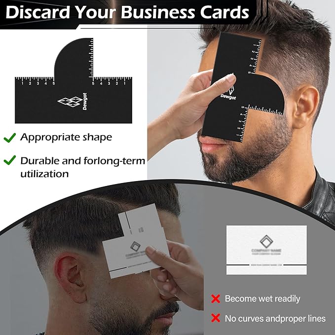 Dewgot Enhancement Card for Barbers with Measurement Indicators, Reusable Barber Hairline Shaping Tool and Color Spray Edge Line Up Tool (1PCS)