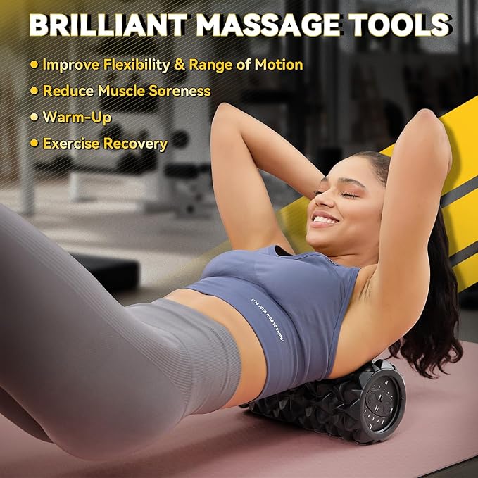 LTHTRADE Vibrating Foam Roller, High Density Massage Roller for Back Pain Relief & Muscle Recovery and Physical Therapy, 5-Speed Rechargeable Exercise Roller, 2 Modes