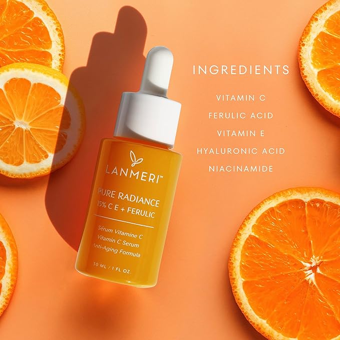 Lanmeri Ceuticals 15% Vitamin C + E + Ferulic Serum: Advanced Antioxidant Defense Formula with 1% Vitamin E & 0.5% Ferulic Acid – High-Stability Vitamin C Serum