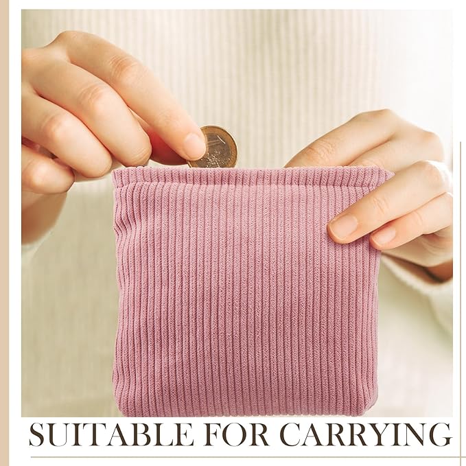 Abbylike 4 Pcs Small Makeup Bag Corduroy Cosmetic Pouch with Zipper Portable Little Bags for Purse Mini Pouch Cute Makeup Purse for Coin Essentials Items Women (Solid)