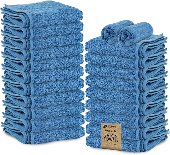 STF Linen 24 Pack Navy Blue Hand Towel 100% Cotton Spa Towel – 16x26 inches Highly Absorbable Facial Towels Gym, Hair Towel and Face Towel Bulk Small Towels (Not Bleach Proof)