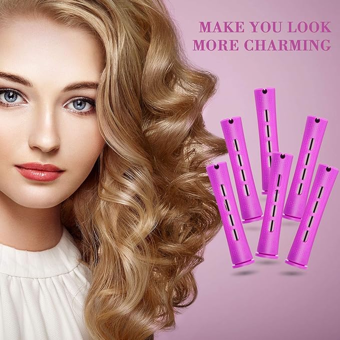 WILLBOND 36 Pieces Cold Wave Rod Hair Perm Rods Hair Rollers Perming Curlers with Steel Rat Tail Comb for Hairdressing Styling