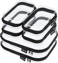 6 Pack Black Clear Hard Shell Beauty Organizer (2M+4S), 1.2mm Heavy Duty Crush-Proof Cosmetic Case, Reinforced YKK Zippers, Stadium Approved Security Bag for Skincare & Electronics, Multi-Size Set
