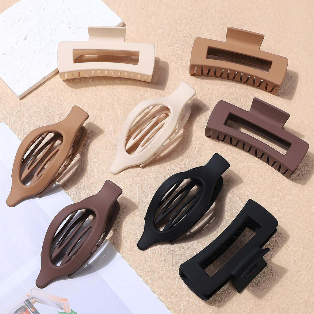 CHANDAT Hair Clips for Women, Flat Hair Clips, 8 pcs, 2style - Brown