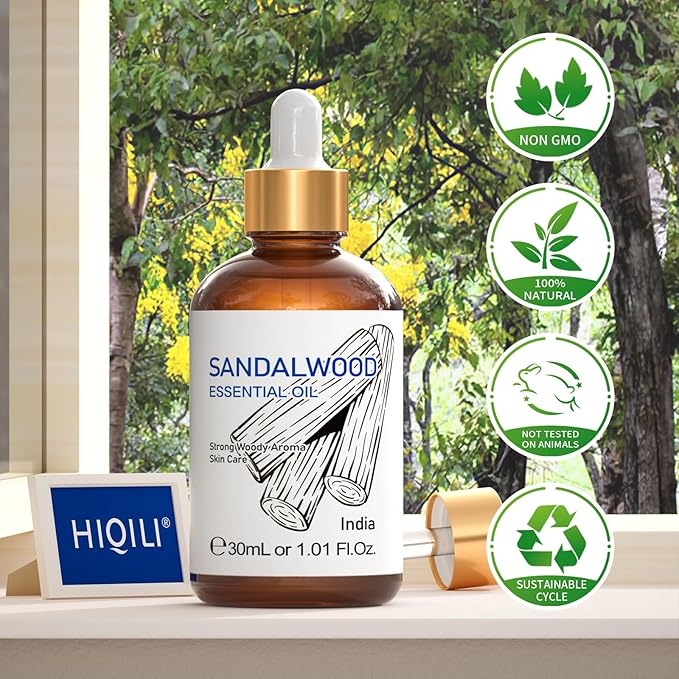 HIQILI Sandalwood Essential Oils for Skin, Diffuser & Candle Soap Making
