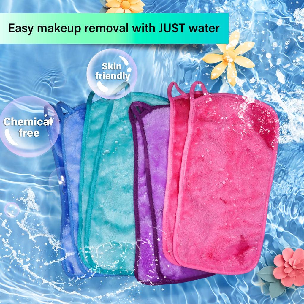 Nugilla Makeup Remover Cloths, 8 Packs Makeup Remover Towels Reusable Face Wash Cloth, Soft Microfiber Face Cloth for Women