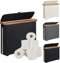 Toilet Paper Storage Basket with Lid - The Ultimate Bathroom Organizer, Free Standing Toilet Paper Holder for Up to 9 Mega Rolls, Toilet Tissue Storage Bin with Handle for RV Closet, Black