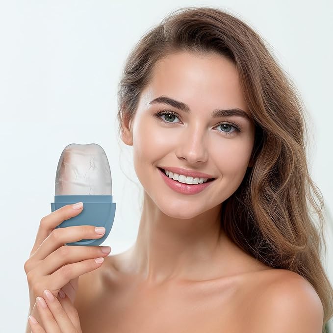 NOVOVIDA Ice Roller for Face, Ice Cube Facial Roller Massager, Reusable Silicone Face/Neck Ice Mold for Naturally Skin Care, De-Puff Eye Bags, Reduce Migraine Pain