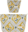 getgto 2 Pcs Makeup Bags, Large Cosmetic Bag Travel Toiletry Bag Organizer for Women, Embroidery Craft, Floral Makeup Bag Small Cosmetic Pouch Purse with Zipper Gifts for Girls Teen