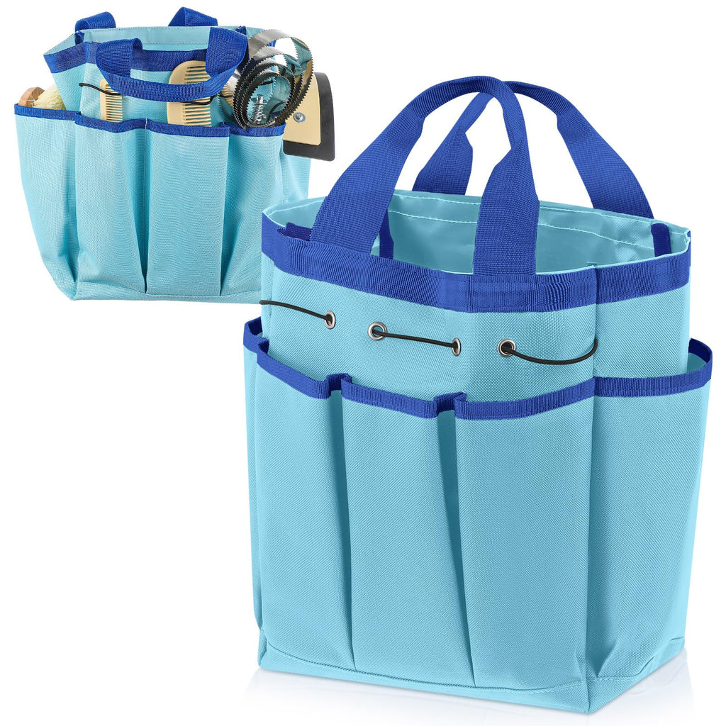 Abbylike Grooming Tote Bag for Horses and Dogs Organize Tack Tools Equestrian Grooming Kit Care Portable with Multiple Pockets for Supplies(Vintage,15 x 12 x 5.5 Inches,Blue)
