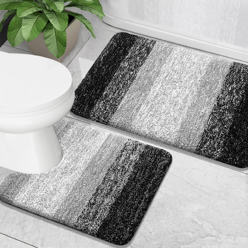 OLANLY Micorfiber Bathroom Rug Set 2 Piece, 30"x20"+U-Shaped 24"x20"