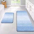 OLANLY Bathroom Rug Set 2 Piece, Soft Absorbent Microfiber Bath Rug Set, Non-Slip, Machine Wash Dry, Plush Shaggy Bath Mats for Bathroom (47"x20"+24"x16", Light Blue)