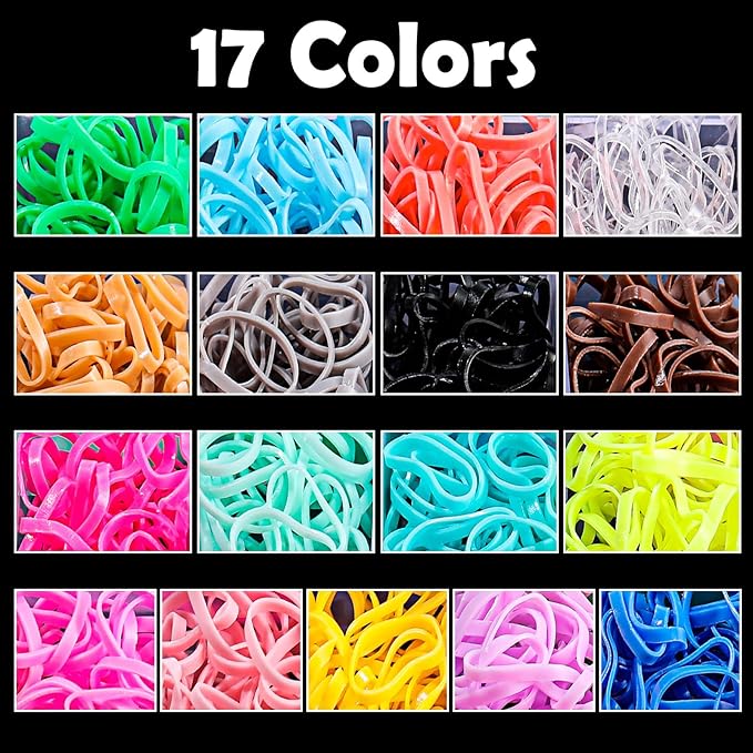 auroray Hair Ties, 17 Colors Elastic Hair Rubber Bands, 2000 Pcs Baby Hair Ties with Hair Styling Tools Organizer Box for Girls, Women, Toddler
